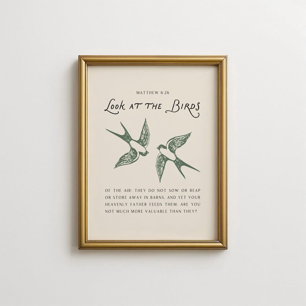 Christian Wall Art Print - Vintage Birds Illustration with Bible Verse ...