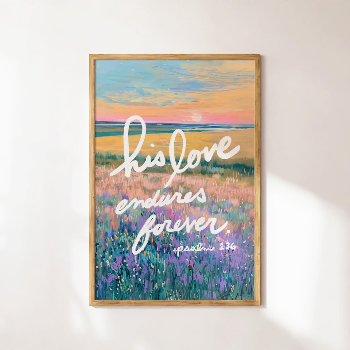 Christian Wall Art Purple Floral Bible Verse Decoration, Unframed Paper ...