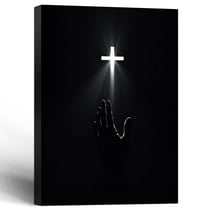 Christian Wall Art Redemption Faith Poster Cross and Hands Black and White Canvas Print Religious Painting Jesus Picture Home Living Room Decor