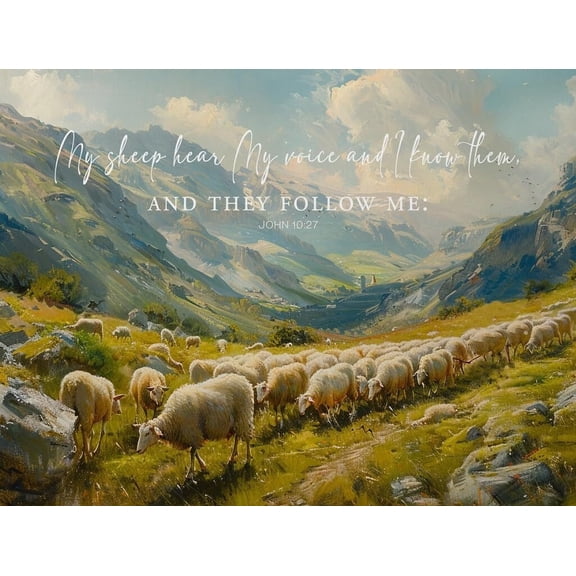 Christian Wall Art Religious Bible Verse Decor John 10:27 Poster My Sheep Hear My Voice Vintage Landscape Canvas  Artwork for Home Decor poster