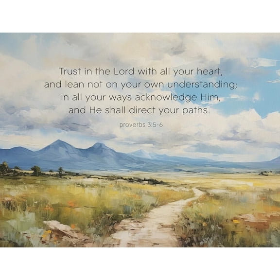 Christian Wall Art Religious Bible Verse Decor Proverbs 3:5-6 Poster Trust in the Lord Vintage Landscape Canvas Artwork for Home Decor poster