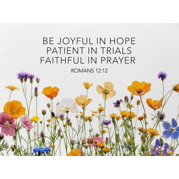 Christian Wall Art Religious Bible Verse Decor Romans 12:12 Poster Be Joyful in Hope Floral Canvas Artwork for Home Women's Bedroom poster