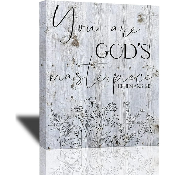 Christian Wall Art Scripture Bible Verse Canvas Print Inspirational Poster Black and White Painting Rustic Farmhouse Wall Décor Religious Picture Motivational Quotes Framed Artwork 12"x16"