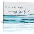 thumbnail image 1 of Christian Wall Art It Is Well With My Soul Pictures Wall Decor Bible Verse Canvas Painting Print Modern Home Decor Artworks Framed for Living Room Bathroom Master Bedroom Sign Church 16"x12", 1 of 6