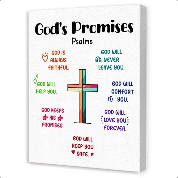 Christian Wall Art for Kids,Christian Nursery Wall Art,Sunday School Decorations for Classroom,God''s Promises Psalms Canvas Wall Decor