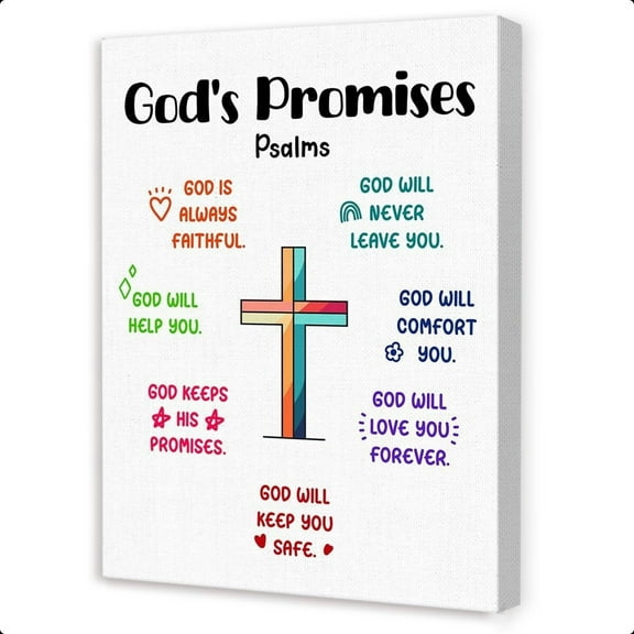 Christian Wall Art for Kids,Christian Nursery Wall Art,Sunday School Decorations for Classroom,God's Promises Psalms Canvas Wall Decor