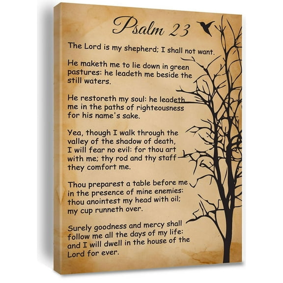 Christian Wall Art poster Psalm 23 the Lord is My Shepherd Canvas Print Positive Scripture Canvas Painting Home Bedroom Wall Decor Baptism Gift