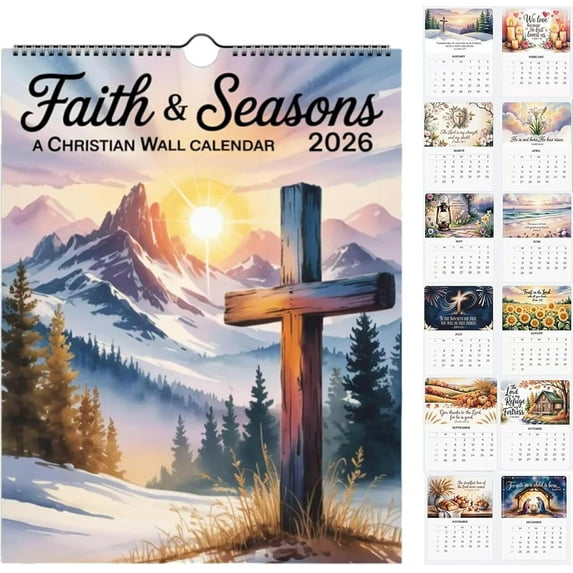 Christian Wall Calendar 2026, 12 Month Scripture Planner with Uplifting ...