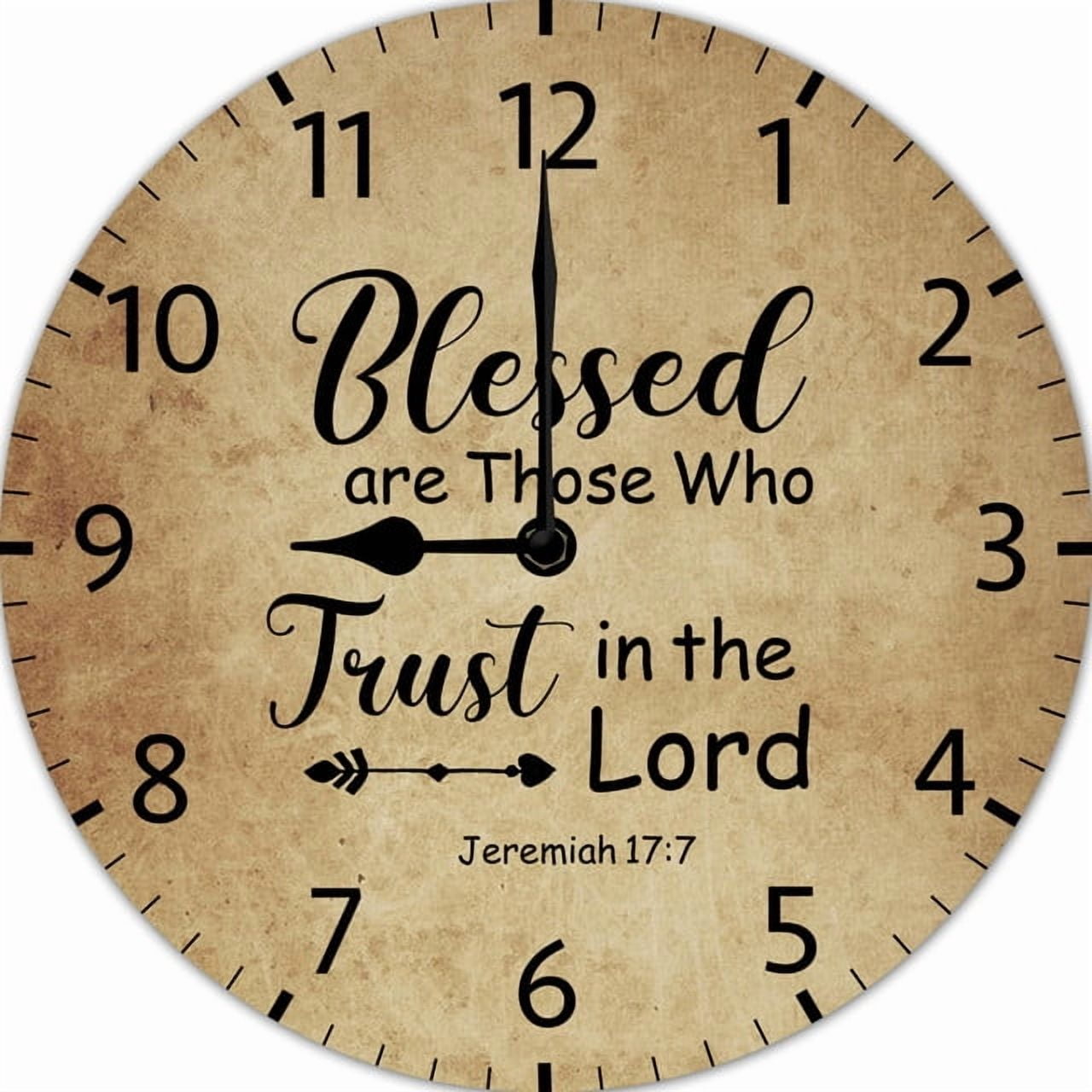 Christian Wall Clock Blessed are Those Who Trust in The Lord Clock Bible Verse Wall Religious Quote Art Wooden Christian Inspirational Saying Silent Non Ticking Battery Operated 10 Inches