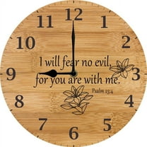Christian Wall Clock I Will Fear No Evil For You Are With Me Religious Clock Christian Gifts For Women Bible Verse Clocks 10"x10" Silent Non-Ticking Clock Battery Operated