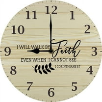 Christian Wall Clock I Will Walk By Faith When I Cannot See God Quotes Wall Decor Christian Clock Christian Gifts 10"x10" Silent Non-Ticking Clock Battery Operated For Kitchen Living Room