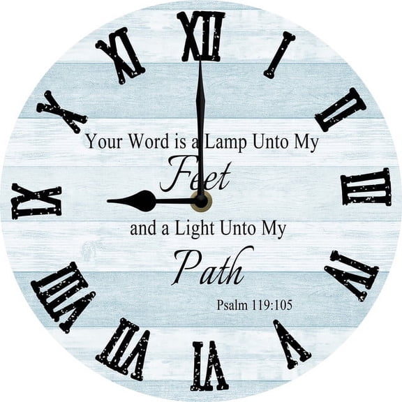 Christian Wall Clock Your Word Is a Lamp Unto My Feet Christian Wood Clock Christian Quotes Wall Clocks Religious Home Décor 10"x10" Silent Non-Ticking Battery Operated