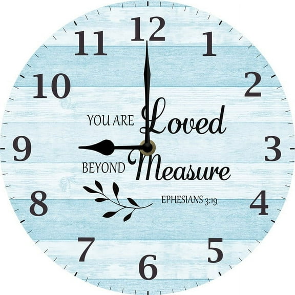 Christian Wall Clock You Are Loved Beyond Measure God Quotes Wall Decor Christian Clock Christian Gifts 10"x10" Silent Non-Ticking Clock Battery Operated For Kitchen Living Room