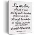 thumbnail image 1 of Christian Wall Decor Bible Verse Wall Art Canvas Painting Print Framed by Wiedern a House Is Built Proverbs 24:3-4 Scriptures Canvas Poster Sign for Home Decor (12x15 Inch), 1 of 5