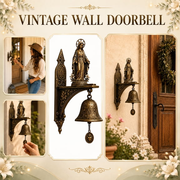 Christian Wall Decor, Home Wall Decor Living Room, Sacred Heart Wall Decor, Entryway Wall Decor, 11X7 Inch Wall Hanging Bell for Spiritual Home Accent