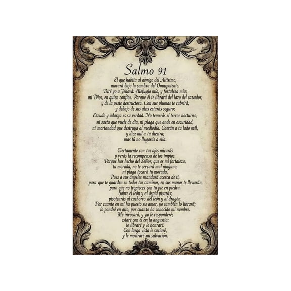 Christian Wall Decor Salmo 91 Spanish Psalm Vintage Aluminum Poster Bible Verse Art Scripture Sign for Home Church Prayer Room