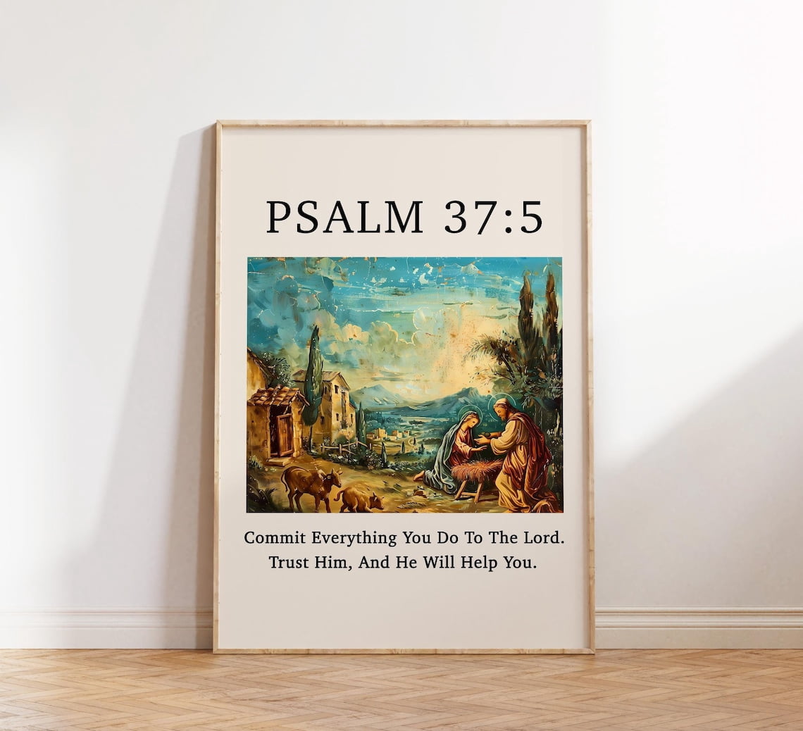 Christian Wall Print Psalm Scripture Bible Verse Wall Decor, Unframed ...