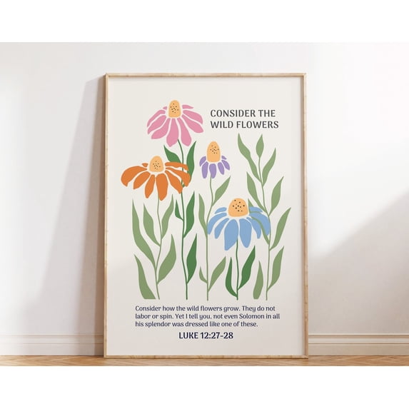 Christian Wall Print, Wildflower Bible Verse, Luke Print, Scripture Art ...