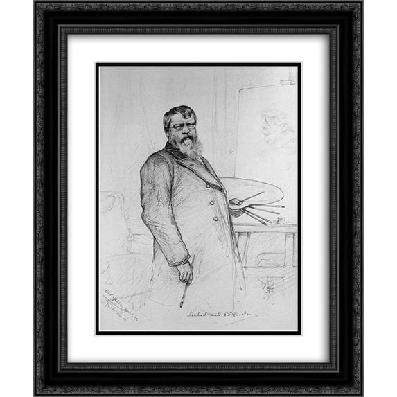 Christian Wilhelm Allers 2x Matted 20x24 Black Ornate Framed Art Print 'German Painter Franz von Lenbach'