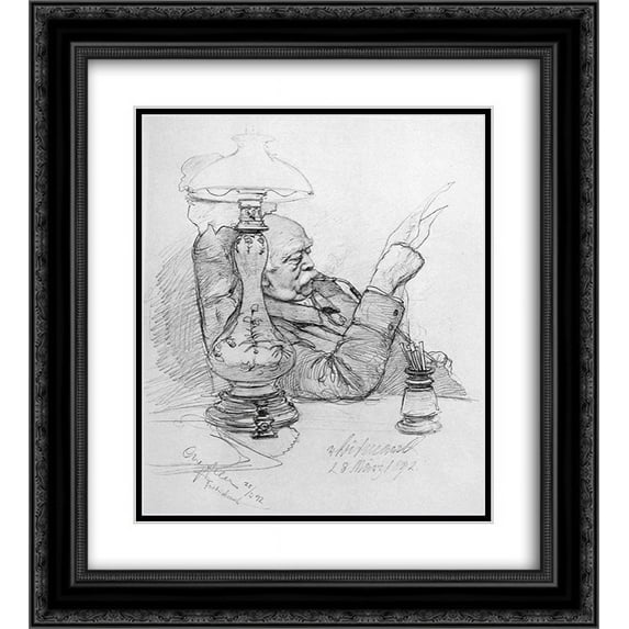 Christian Wilhelm Allers 2x Matted 20x24 Black Ornate Framed Art Print 'Portrait of Otto von Bismarck'