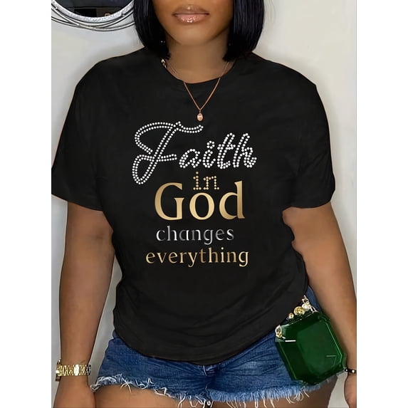 Christian Women T-Shirt Faith In God Church Worship Top