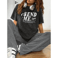 thumbnail image 1 of Christian Womens Send Me Tops Comfortable and well-fitting Fashion Short Sleeve Round Neck Black S-2XL Plus Size, 1 of 5