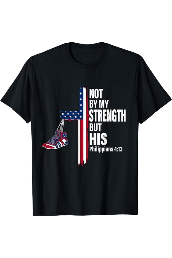 Christian Wrestler Wrestling Religious Patriotic USA Men T-Shirt