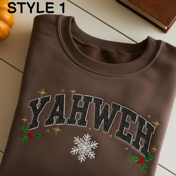 Christian Yahweh Embroidered Sweatshirt Christian Christmas Clothing Gift Faith Over Fear Religious Apparel Gift for Mom Prayer Shirt