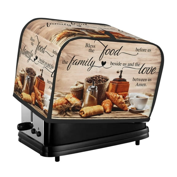 Christian blessing food quotes toaster dust cover, country coffee theme 4-Slice toaster dust cover, suitable for most microwave oven covers