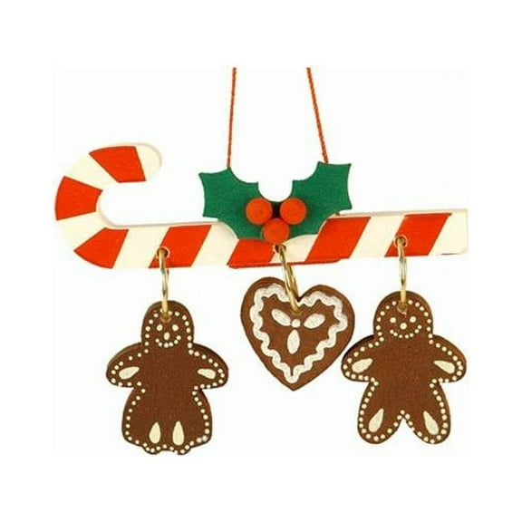 Christian icht Ornament - Candy Cane with Hanging Gingerbread Cookies