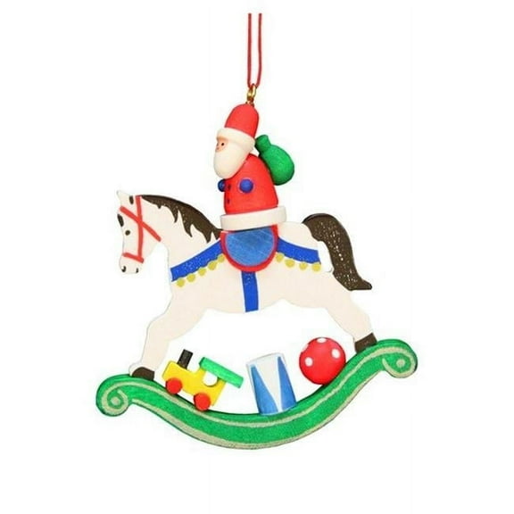 Christian icht Ornament - Santa on Rocking Horse