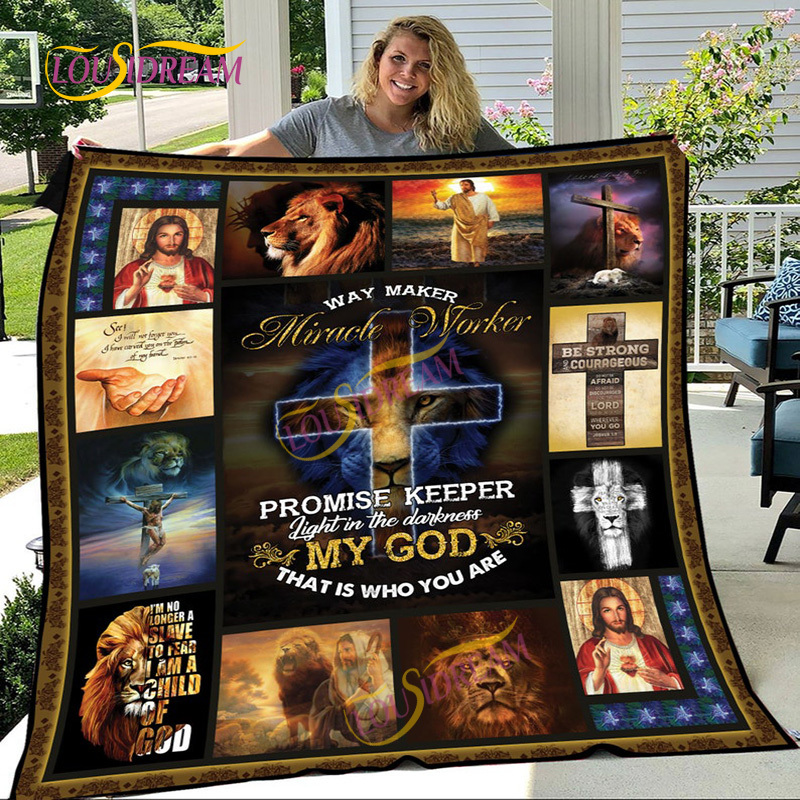 Christian prayer flannel Jesus and the Virgin Mary Blanket Bedroom bed