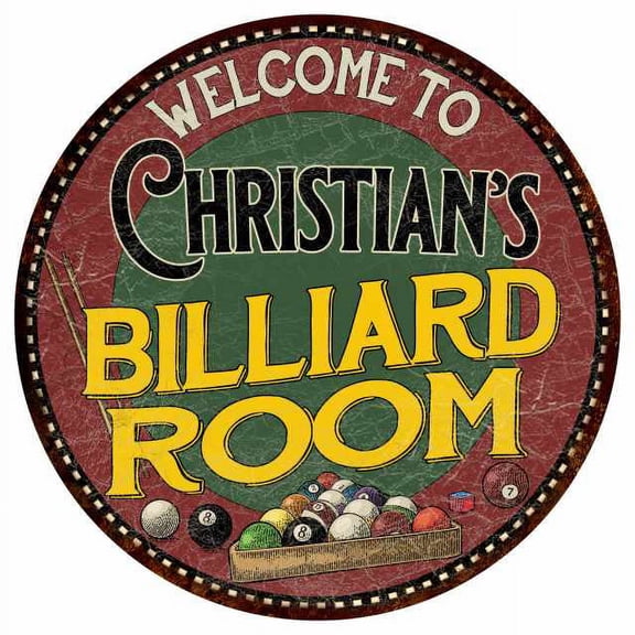 Christian's Billiard Room 14" Round Metal Sign Kitchen Wall Decor 100140033490