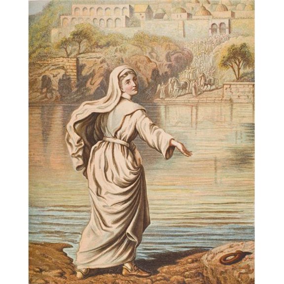 Christiana Entering The River From The Book The Pilgrims Progress by John Bunyan From Late 19th Century Edition Poster Print, Large - 26 x 32