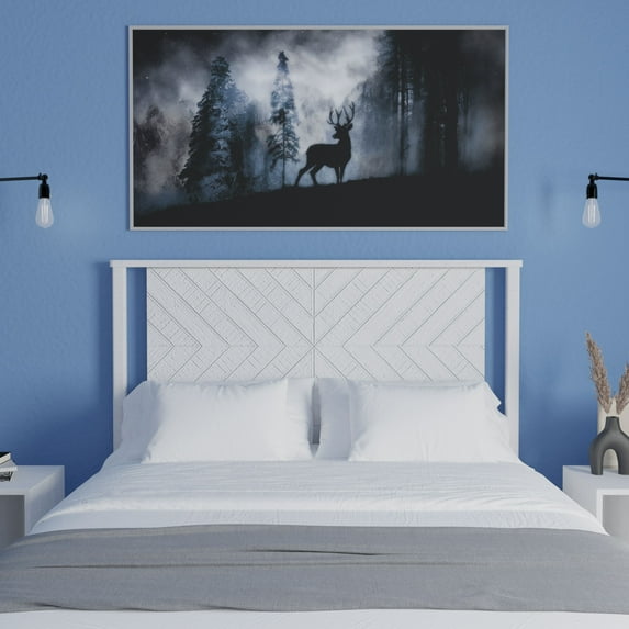 Christiana Queen Size Headboard, Rustic, Solid Wood Bedroom Furniture, White