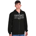 thumbnail image 1 of Christianity Is Not A Religion Unisex Fleece Graphic Zip Up Hoodie Brisco Brands 4X, 1 of 5