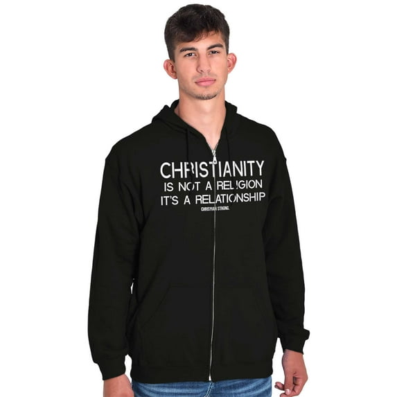 Christianity Is Not A Religion Unisex Fleece Graphic Zip Up Hoodie Brisco Brands 4X