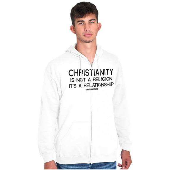 Christianity Is Not A Religion Unisex Fleece Graphic Zip Up Hoodie Brisco Brands 3X