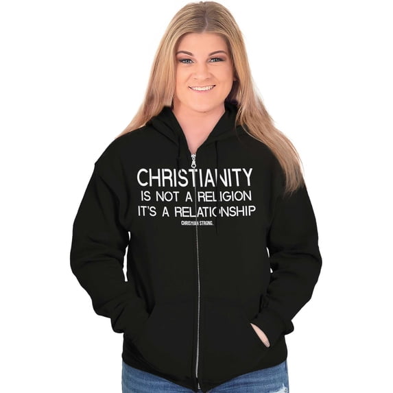 Christianity Is Not A Religion Zip Up Hoodie Men's Women's Brisco Brands S