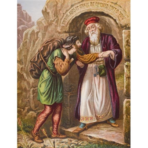 Christians Arrival At The Wicket Gate From The Book The Pilgrims Progress By John Bunyan From Late 19Th Century Edit 2