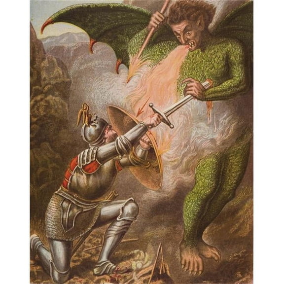 Christians Conflict with Apollyon From The Book The Pilgrims Progress by John Poster Print, Large - 26 x 32