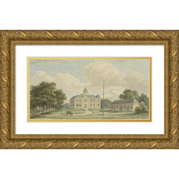 Christianus Hendricus Hein 14x9 Gold Ornate Wood Frame and Double Matted Museum Art Print Titled - Huis De Cloese, Near Lochem (1825 - 1879)
