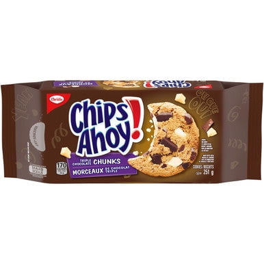 Christie Chips Ahoy Triple Chocolate Chunks Chip Cookies, 251g/8.9oz Indulgent Chocolate Chip Treats