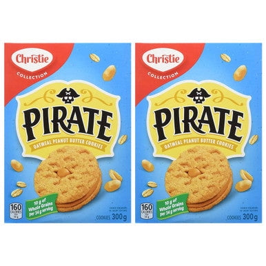 Christie Pirate Oatmeal Peanut Butter Cookies, 300g/10.6oz, 2-Pack {Imported from Canada}