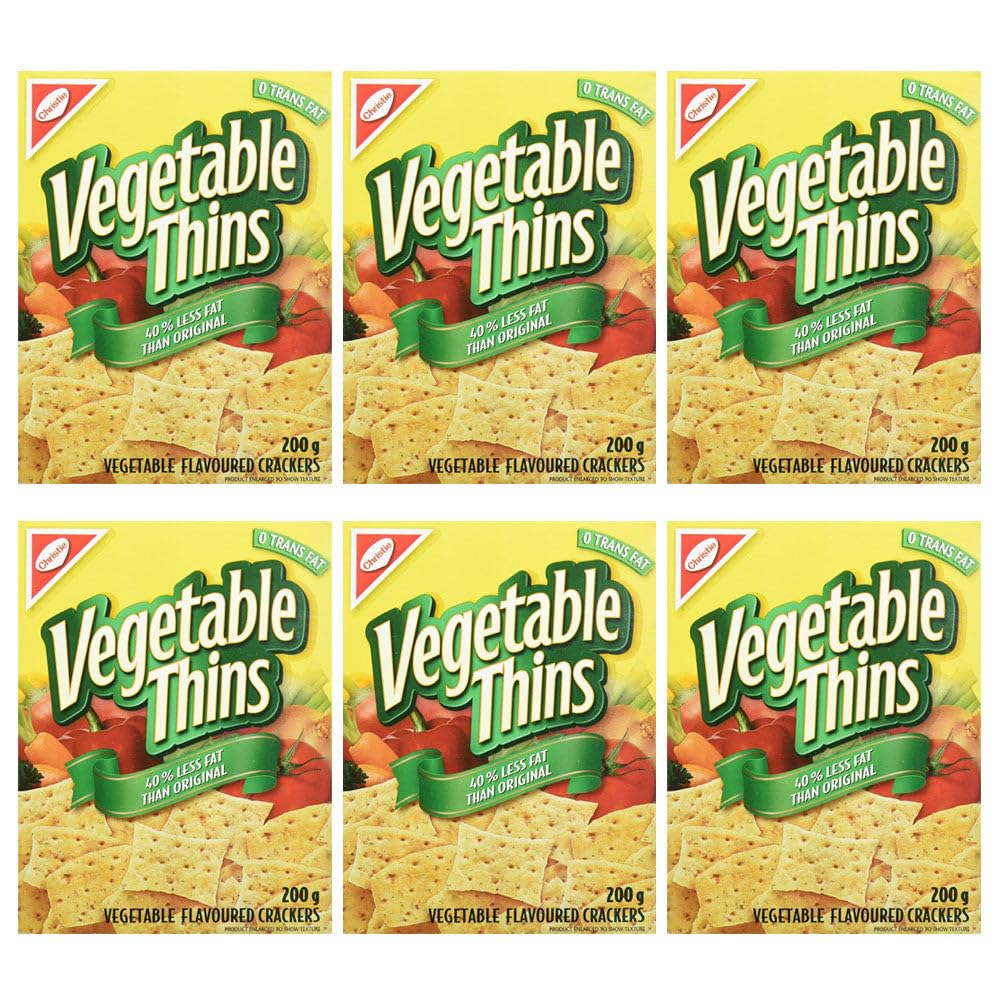 Christie Vegetable Thins, 40 Less Fat, Crackers, 200g/7oz., (6 Pack