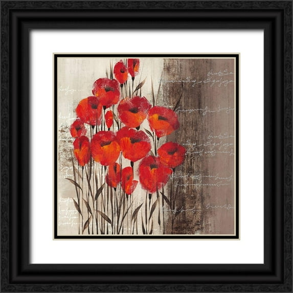 Christina 12x12 Black Ornate Wood Framed with Double Matting Museum Art Print Titled - CRIMSON PLAY I