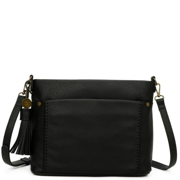 Christina Womens Vegan Leather Multi-Functional Crossbody bag by Ampere Creations - Black