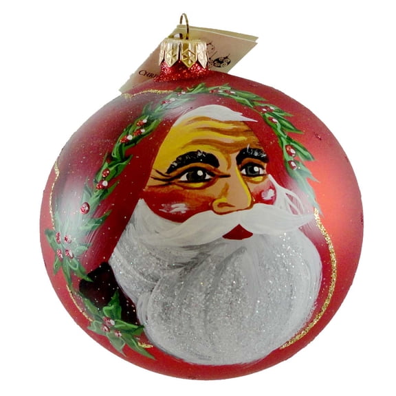 Christina's World 4.50In Bavarian Santa W/Holly, Glass, Ornament Santa Holly Gif442