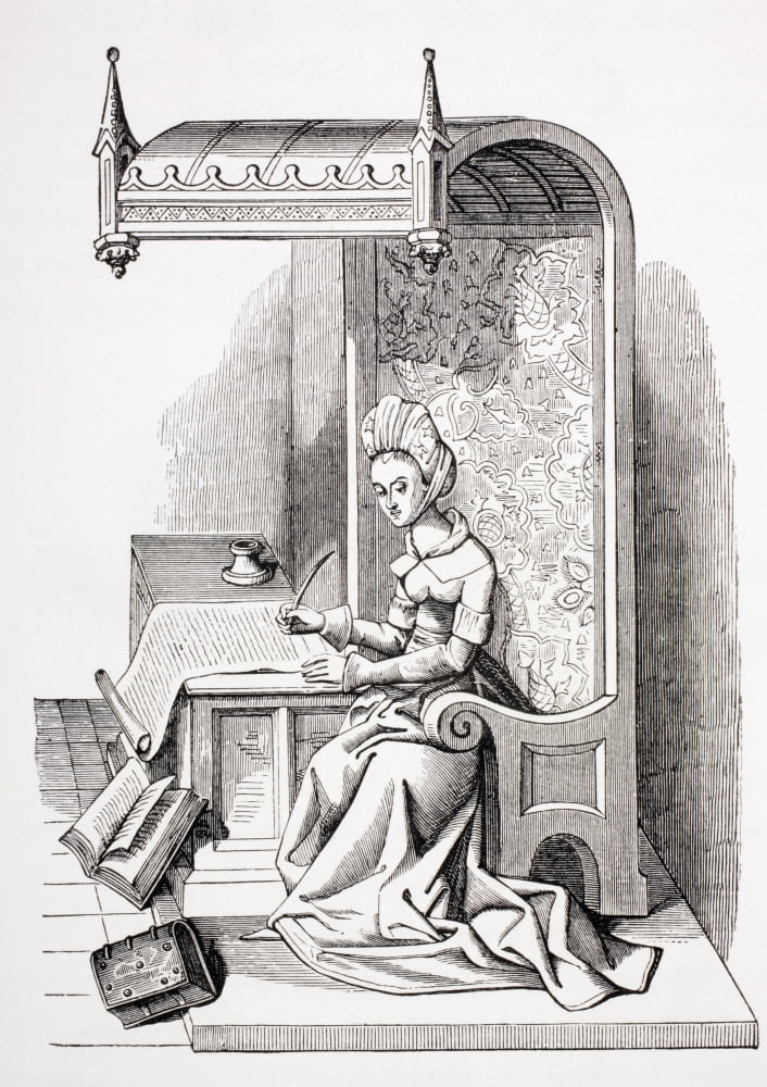 Christine De Pisan Or Pizan 1365 Canvas Art - Ken Welsh Design Pics (24 x 34)