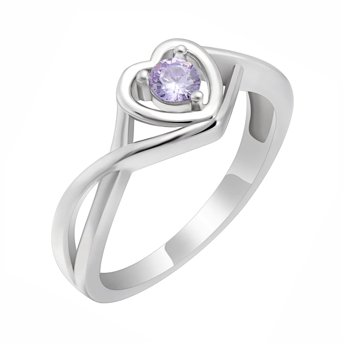 10k White Gold Birthstone Infinity Ring – Mix & Match Dual CZ Stone Customizable Ring | Mother's Personalized Jewelry